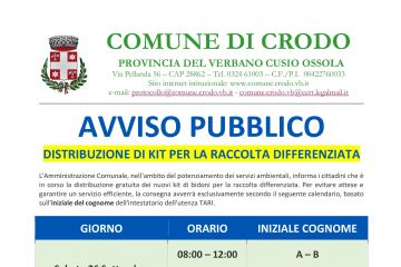 Avviso pubblico distribuzione di kit per la raccolta differenziata
